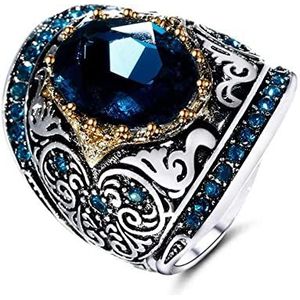 Elegante ringen Pauw Saffier Ring Dames 925 zilveren mode-feest verlovingssieradenring, maat: 6 (maat: 6)