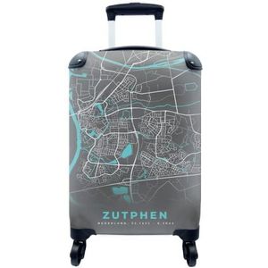 MuchoWow® Koffer - Stadskaart - Zutphen - Grijs - Blauw - Past binnen 55x40x20 cm en 55x35x25 cm - Handbagage - Trolley - Fotokoffer - Cabin Size - Print