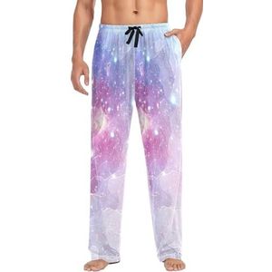 LI ZHI XIN Heren Pyjama Broek Lange Pyjama Bodem Lente Herfst Dunne Losse Stijl Elastische Taille Tie Strap Met Zak S-XXL Galaxy Starry Sky, Meerkleurig, S