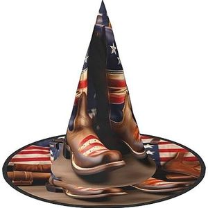 FRESQA Amerikaanse vlag met cowboylaarzen chique Halloween heksenhoed voor vrouwen - Top keuze voor beste Halloween-kostuumensemble