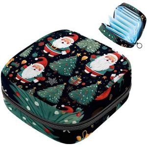MUOOUM Maandverband Opbergtas, Vrolijk Kerstpatroon Menstruatiecup Pouch, Draagbare Maandverband Opbergzakken Vrouwelijke Menstruatie Eerste Menstruatie Tas voor Tiener Meisjes Vrouwen Dames