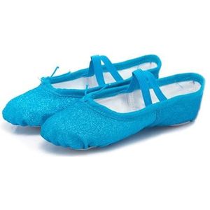 Ballerina-pantoffels voor meisjes, balletdansschoenen, yoga, gymnastiek, pailletten, roze, blauw, rood, balletdansschoenen voor meisjes en kinderen, Cha, Blauw, 35 EU