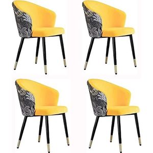 GEIRONV Fluwelen eetkamerstoel set van 4, woonkamer slaapkamer dressing stoel met metalen poten fluwelen zitting en rugleuningen moderne huishoudelijke make-up stoel Eetstoelen (Color : Dark gray, S