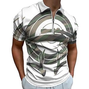Camouflage Jacht Polo Shirt voor Mannen Casual Rits Kraag T-shirts Golf Tops Slim Fit