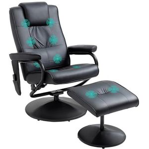 HOMCOM - Elektrische Massagestoel - Zwart - Draaibaar - Kantelbaar - Met Voetsteun