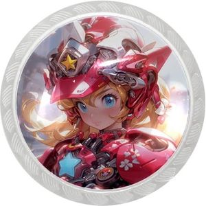 XYMJT voor Princess Peach ABS-glas, ronde transparante ladetrekkers met schroeven (4 stuks) - 35 x 28 x 17 mm - stijlvolle en functionele kasthandgrepen voor woondecoratie