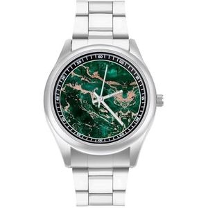 Groene Smaragd Rose Goud Marmeren Texure Klassieke Heren Horloges Voor Vrouwen Casual Mode Zakelijke Jurk Horloge Geschenken