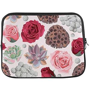 Laptophoes, voor vetplanten en rozen, tablettas, stootvaste met ritssluiting, notebook, 15 inch