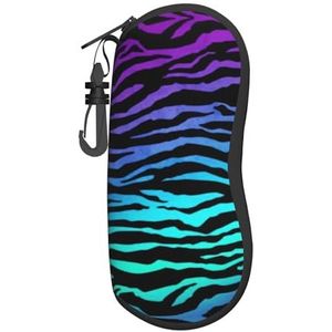 YQxwJL Paars Blauw Groen Camouflage Zebra Strepen Print Zonnebril Bril Lenzenvloeistof Case Tas Leuke Esthetische Zachte Lenzenvloeistof Reistas Voor Vrouwen Mannen, Zwart, Eén Maat