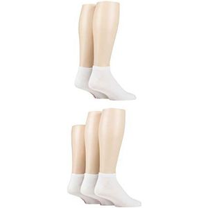 SockShop Heren bamboe sneakersokken - gestreept en effen, zacht, laag, helder, kleurrijk, ademend multipack van 5 maten 7-11, Wit, 41-45 EU