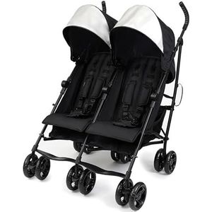Summer Infant 3Dlite Dubbele Gemak Lichtgewicht Dubbele Kinderwagen voor Baby & Peuter met Aluminium Frame, Twee Grote Zitplaatsen met Individuele Ligging, Extra Grote Opbergmand, Zwart