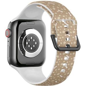 Zachte sportband compatibel met Apple Watch 38/40/41mm (hondenpootafdruk bot grijs) siliconen armband band accessoire voor iWatch