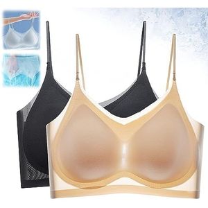 Windy Bra Seamless Ultra Thin, Breathable Ultra-Thin Ice Silk Lifting Bra for Women, Maracharm Windy Bra (XL,Black+Skin)