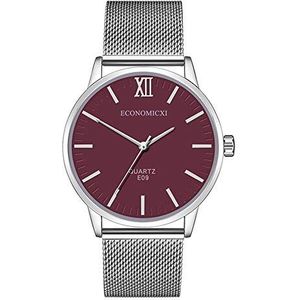 Fashion Heren Horloge van het Metaal van het staal Mesh Belt wrap armband quartz horloge Romeinse cijfers Zaken jurk horloge E09 (Color : Purple)