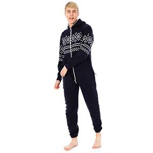 newfacelook Onesie Aztec Print All In One Jumpsuit voor heren, eendelig, uniseks nachtkleding, marineblauw, XL