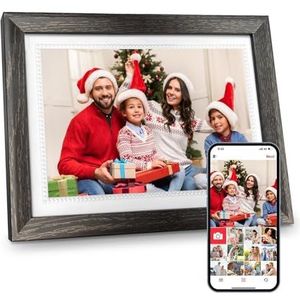 WiFi Digitaal Fotolijstje 32GB Geheugen 10.1 Inch 1280x800 IPS LCD Touchscreen Afspeelbare Video Smart Eenvoudig Delen Momenten(Wood frame)