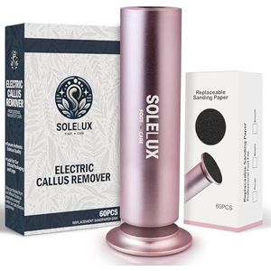 SoleLux Elektrische voetvijl, elektrische voetschrobber, dode huidverwijderaar voor thuis spa met 60 schuurpads, instelbare snelheid elektrische eeltverwijderaar voor voeten voor harde gebarsten droge