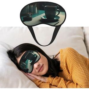 Slaapmasker voor dames en heren, verduisterende oogmaskers om te slapen, blinddoek koffiekopje op tafel slaapmasker, zijslaper oogbedekking voor meditatie, lichtblokkering, reisbenodigdheden