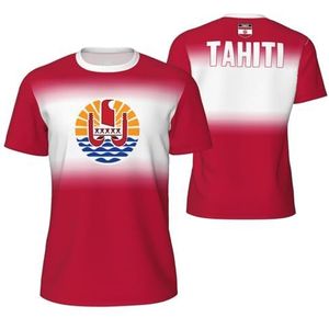 Sport Mesh T-Shirt Geleidelijke Tahiti Vlag Tees 3D Gedrukt voor Fitness Running Fiets Voetbal Tennis Voetbal, Meerkleurig, S