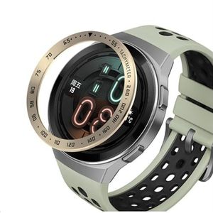 GIOPUEY Bezel Ring Compatibel met HUAWEI Watch GT2E, Bezel Styling Ring Beschermhoes, Aluminiumlegering metalen beschermende horlogering - E-Gold