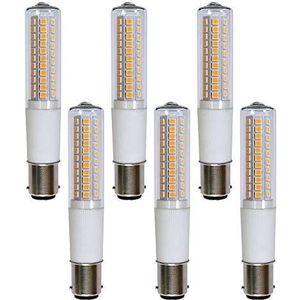 1x/6x LED-lamp buis T18 8W = 65W / 8.5W = 80W B15d helder warm wit 3000K 360 ° dimbaar/niet dimbaar