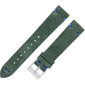 LQXHZ Suède Horlogebandjes 18mm 20mm Hand Gestikt Beige Groen Blauw Suède Lederen Horlogebanden For Man Vrouw Quick Release Horloge Armband (Color : Green, Size : 18mm)