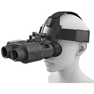 Digitale nachtzichtbril voor volwassenen, 1080P nachtzicht verrekijker hoofdbevestiging, 4X digitale zoom handsfree NVG voor helm, ingebouwd dubbel scherm voor dag en nacht jacht zwart