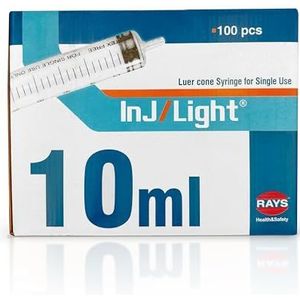 Rays - Wegwerpspuiten - 10 ml - Driedelige Luer-Conus zonder Naald - 100 eenheden - Steriel - Latexvrij