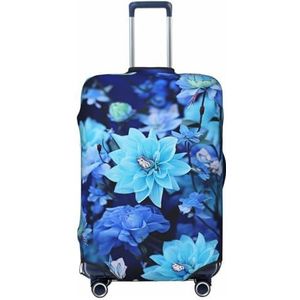 GFLFMXZW Reisbagagehoes Mooie Blauwe Bloemen Koffer Covers voor Bagage Mode Koffer Protector Past 18-32 inch Bagage, Zwart, Medium