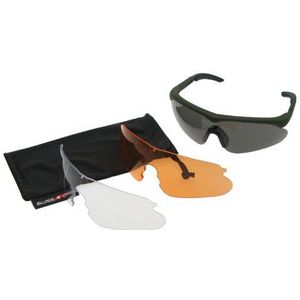 SWISS EYE Raptor bril, groen rubberen frame, 3 glazen, anti-condens/krasbestendige coating [10163]