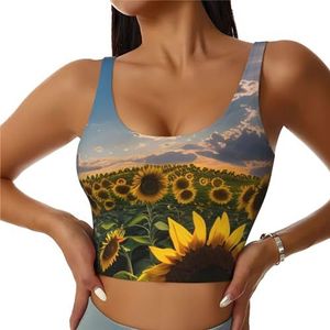 Zonnebloemen Zonlicht Print Comfortabele Vrouwen Sport Vest Yoga Workout Vest Voor Vrouwen Lichtgewicht Zomer, Zwart, S