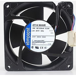 LMNCBVYA - Metalen Frame Fan met 6000RPM Snelheid en 182.4CFM Luchtstroom 12CM 4114NHHR 24V Axiale Ventilator