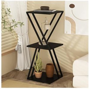 Geometrische Creatieve Boekenplank, Staande Metalen Boekenplank, Open Hoekboekenplank For Kantoor, Studeerkamer, Woonkamer, Eenvoudig Te Monteren(Black,2 tier)