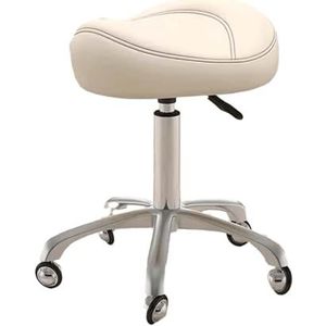 JAVPTAV Zadelkruk rollende draaistoel met wielen in hoogte verstelbaar, ergonomische tandheelkundige zadelstoel voor kliniek, salon, tatoo massage kantoor (wit)