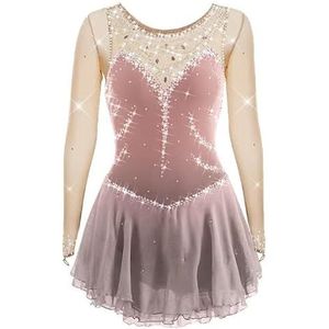 Nnnydjy Schaatsjurk Voor Meisjes Voor Kunstschaatsen Turnpakje Voor Dames Voor Ritmische Gymnastiek En Dans Glanzende Kristallen Wedstrijdkleding Voor Rolschaatsen En Kunstschaatsen,B,11_13Years