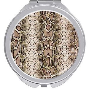 Snake Skin Python Patroon Compacte Spiegel Ronde Pocket Make-up Spiegel Dubbelzijdige Vergroting Opvouwbare Draagbare Hand Spiegel