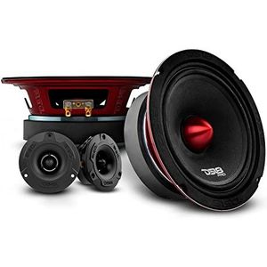 DS18 PRO-X6.4BMPK Mid en High Compleet Pakket - Inclusief 2x Midrange Luidspreker 6.5"" en 2x Aluminium Super Bullet Tweeter 1"" Ingebouwde Crossover - Deurluidsprekers voor Auto of Truck Stereo Sound