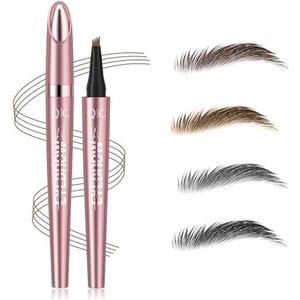 Magische wenkbrauwstift met 4 vorkpunten, duurzaam, waterdicht en veegvast, voor natuurlijke en gedefinieerde wenkbrauwen (lichtbruin)