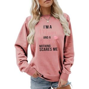 I'm A Mom and A Teacher Vrouwen Sweatshirt Causale Grafische Tops Grappige Leraar Shirts Moeder Trendy Truien Sweatshirts, Roségoud, S