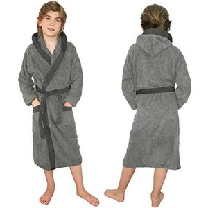 HOMELEVEL Badstof badjas voor kinderen - ochtendjas met zakken capuchon riem - kinderbadjas voor jongens en meisjes - 100% katoen