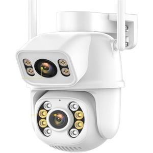 Bewakingscamera, 8MP 4K HD IP Camera Outdoor Dual Lens Met Dual Screen Ai Auto Tracking PTZ Camera Beveiliging CCTV Video Surveillance(4MP Add 64G Card)