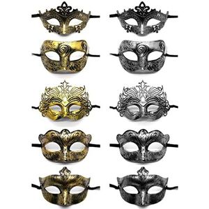 JewelryWe 2/4/10 stuks Venetiaanse maskers, Halloween-maskers, carnavalsmaskers voor dames en heren, Eén maat, kant