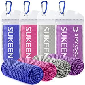 Sukeen 4 stuks koelhanddoek (40 x 12 inch), ijshanddoek, zachte ademende koude handdoek, microvezel handdoek voor yoga, sport, hardlopen, sportschool, training, kamperen, fitness, training en meer