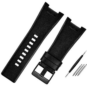 Lederen armband compatibel met Diesel Watch Strap Notch Watch Band compatibel met DZ1216 DZ1273 DZ4246 DZ4247 DZ287 3 2mm heren horlogeband (Color : Plain Black black, Size : 32mm)