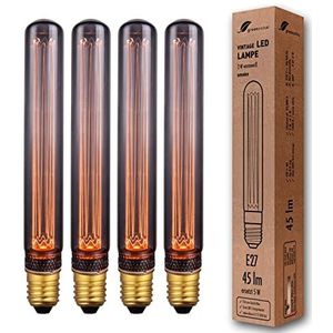 4x greenandco® Vintage Design LED lamp voor sfeerverlichting E27 T30 Edison lamp 2W 45lm 2000K rook extra warm wit 320° 230V flikkervrij, niet dimbaar
