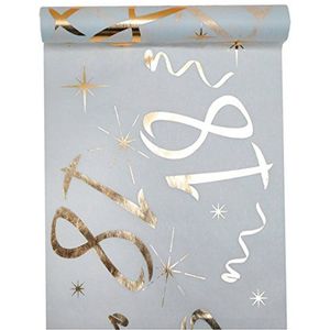 Santex Tafelloper, wit/goud, 18 jaar, 30 cm x 5 m, decoratieve banner-tafelloper van stof