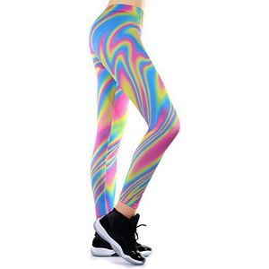 JewelryWe Dames panty sport regenboog strepen print yoga leggings workout fitness running broek broek broek meerkleurig - maat naar keuze, L (eu 38-40), 40