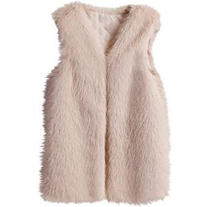 beetleNew Vrouwen Faux Fur Gilets Sale Clearance Medium Lengte Slim Fitting Faux Fur Vest Warm Vrouwen Mouwloze Vest Jas Faux Tops Uitloper, Beige, 3XL
