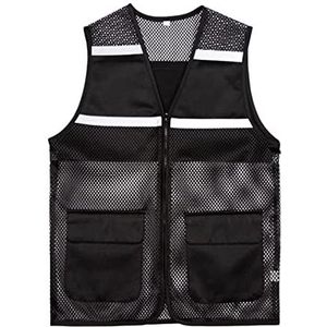 Kamizelki bezpieczeństwa, Mesh Vest Ritszakken Vrijwilligerswerk Bouwen Buitenwerk Meet Multicolor Meerdere Maten(Schwarz,5XL)