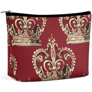 HJUQNGF Bloem Cosmetische Tas Draagbare Toilettas Grote Capaciteit Reizen Make-up Tassen Schoonheid Make-up Organizer voor Full-Size Shampoo Conditioner Borstels Set Make-up Accessoires, Rode kroon
